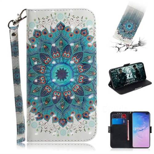Peacock Mandala 3D Painted Leather Wallet Phone Case for Samsung Galaxy S10 Plus(6.4 inch)