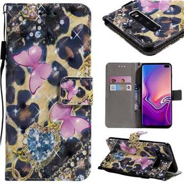 Pink Butterfly 3D Painted Leather Wallet Case for Samsung Galaxy S10 Plus(6.4 inch)