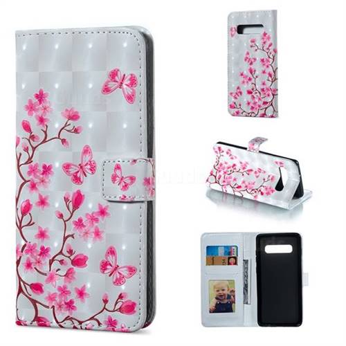 Butterfly Sakura Flower 3D Painted Leather Phone Wallet Case for Samsung Galaxy S10 Plus(6.4 inch)