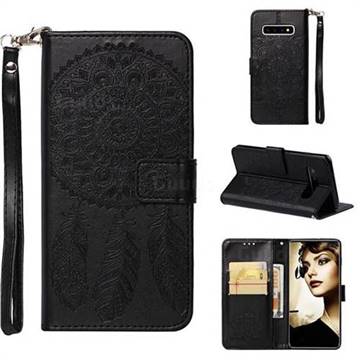 Embossing Campanula Flower Leather Wallet Case for Samsung Galaxy S10 Plus(6.4 inch) - Black