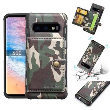 Camouflage Multi-function Leather Phone Case for Samsung Galaxy S10 Plus(6.4 inch) - Army Green