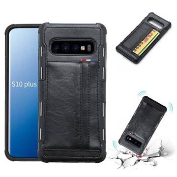 Luxury Shatter-resistant Leather Coated Card Phone Case for Samsung Galaxy S10 Plus(6.4 inch) - Black