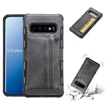 Luxury Shatter-resistant Leather Coated Card Phone Case for Samsung Galaxy S10 Plus(6.4 inch) - Gray