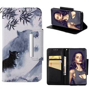 Target Tiger Big Metal Buckle PU Leather Wallet Phone Case for Samsung Galaxy S10 Plus(6.4 inch)