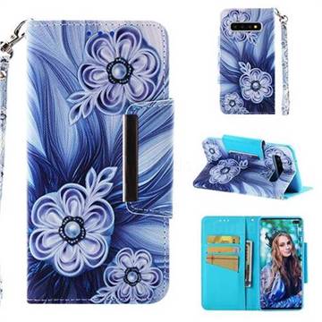 Button Flower Big Metal Buckle PU Leather Wallet Phone Case for Samsung Galaxy S10 Plus(6.4 inch)
