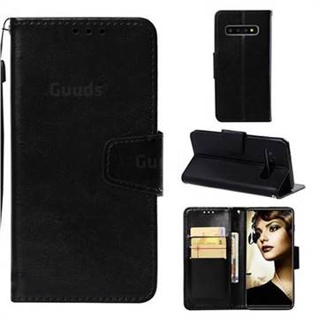 Retro Phantom Smooth PU Leather Wallet Holster Case for Samsung Galaxy S10 Plus(6.4 inch) - Black