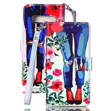 Jeans Flower Blue Ray Light PU Leather Wallet Case for Samsung Galaxy S10 Plus(6.4 inch)