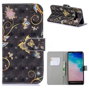 Black Butterfly 3D Painted Leather Phone Wallet Case for Samsung Galaxy S10 Plus(6.4 inch)