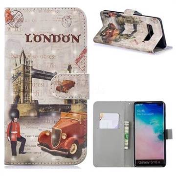 Retro London 3D Painted Leather Phone Wallet Case for Samsung Galaxy S10 Plus(6.4 inch)