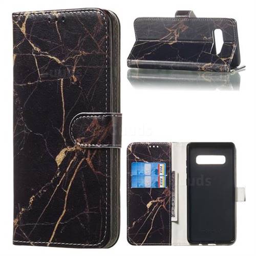 Black Gold Marble PU Leather Wallet Case for Samsung Galaxy S10 Plus(6.4 inch)