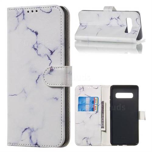 Soft White Marble PU Leather Wallet Case for Samsung Galaxy S10 Plus(6.4 inch)