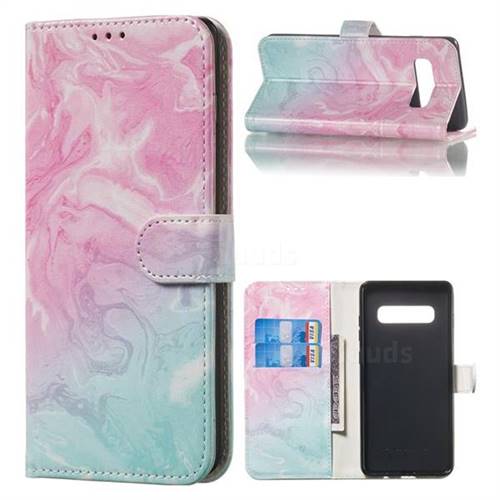 Pink Green Marble PU Leather Wallet Case for Samsung Galaxy S10 Plus(6.4 inch)