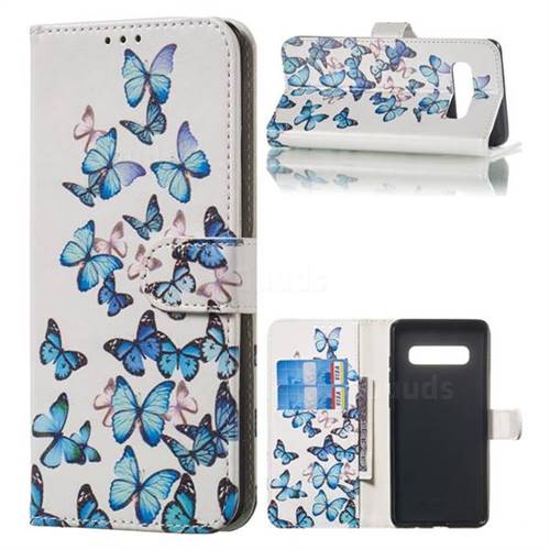 Blue Vivid Butterflies PU Leather Wallet Case for Samsung Galaxy S10 Plus(6.4 inch)