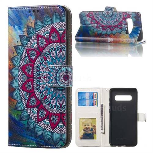 Mandala Flower 3D Relief Oil PU Leather Wallet Case for Samsung Galaxy S10 Plus(6.4 inch)