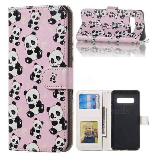 Cute Panda 3D Relief Oil PU Leather Wallet Case for Samsung Galaxy S10 Plus(6.4 inch)