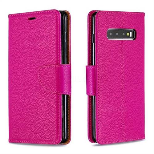 Classic Luxury Litchi Leather Phone Wallet Case for Samsung Galaxy S10 Plus(6.4 inch) - Rose