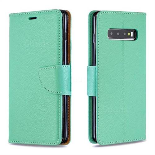 Classic Luxury Litchi Leather Phone Wallet Case for Samsung Galaxy S10 Plus(6.4 inch) - Green