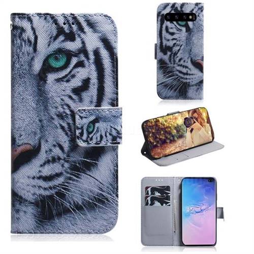 White Tiger PU Leather Wallet Case for Samsung Galaxy S10 Plus(6.4 inch)