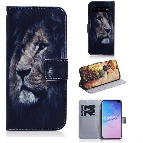 Lion Face PU Leather Wallet Case for Samsung Galaxy S10 Plus(6.4 inch)