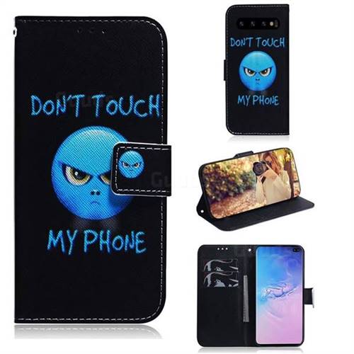 Not Touch My Phone PU Leather Wallet Case for Samsung Galaxy S10 Plus(6.4 inch)