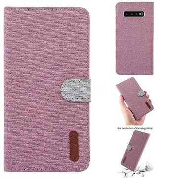 Linen Cloth Pudding Leather Case for Samsung Galaxy S10 Plus(6.4 inch) - Pink