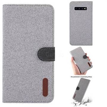 Linen Cloth Pudding Leather Case for Samsung Galaxy S10 Plus(6.4 inch) - Light Gray