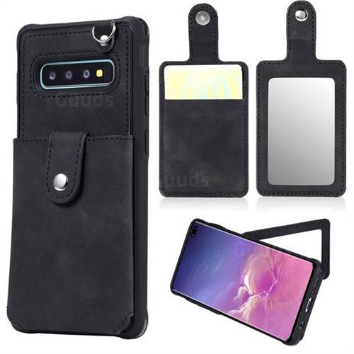 Retro Luxury Anti-fall Mirror Leather Phone Back Cover for Samsung Galaxy S10 Plus(6.4 inch) - Black