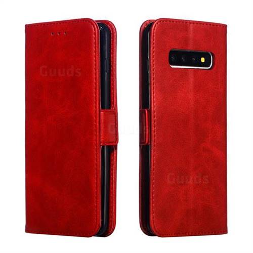 Retro Classic Calf Pattern Leather Wallet Phone Case for Samsung Galaxy S10 Plus(6.4 inch) - Red