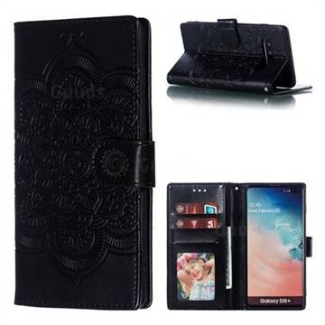 Intricate Embossing Datura Solar Leather Wallet Case for Samsung Galaxy S10 Plus(6.4 inch) - Black