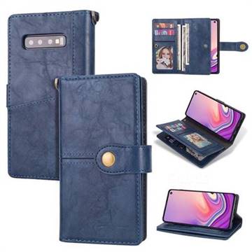Retro Luxury Multipurpose Purse Phone Case for Samsung Galaxy S10 Plus(6.4 inch) - Blue