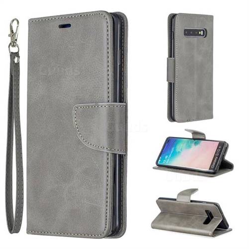 Classic Sheepskin PU Leather Phone Wallet Case for Samsung Galaxy S10 Plus(6.4 inch) - Gray