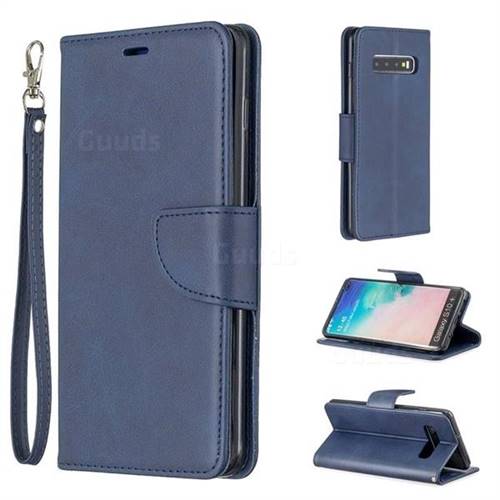 Classic Sheepskin PU Leather Phone Wallet Case for Samsung Galaxy S10 Plus(6.4 inch) - Blue