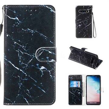 Black Marble Smooth Leather Phone Wallet Case for Samsung Galaxy S10 Plus(6.4 inch)
