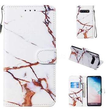 Platinum Marble Smooth Leather Phone Wallet Case for Samsung Galaxy S10 Plus(6.4 inch)