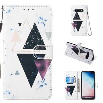Triangle Marble Smooth Leather Phone Wallet Case for Samsung Galaxy S10 Plus(6.4 inch)