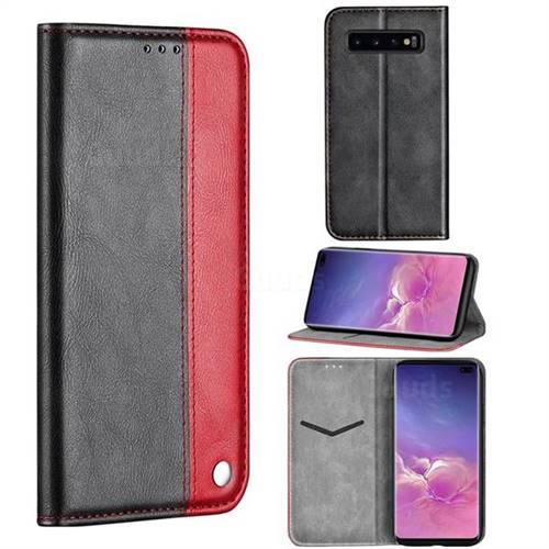 Classic Business Ultra Slim Magnetic Sucking Stitching Flip Cover for Samsung Galaxy S10 Plus(6.4 inch) - Red