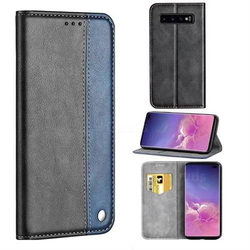 Classic Business Ultra Slim Magnetic Sucking Stitching Flip Cover for Samsung Galaxy S10 Plus(6.4 inch) - Blue