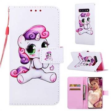 Playful Pony Matte Leather Wallet Phone Case for Samsung Galaxy S10 Plus(6.4 inch)