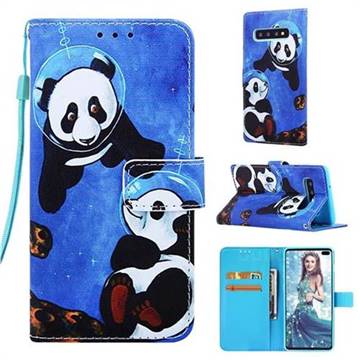 Undersea Panda Matte Leather Wallet Phone Case for Samsung Galaxy S10 Plus(6.4 inch)