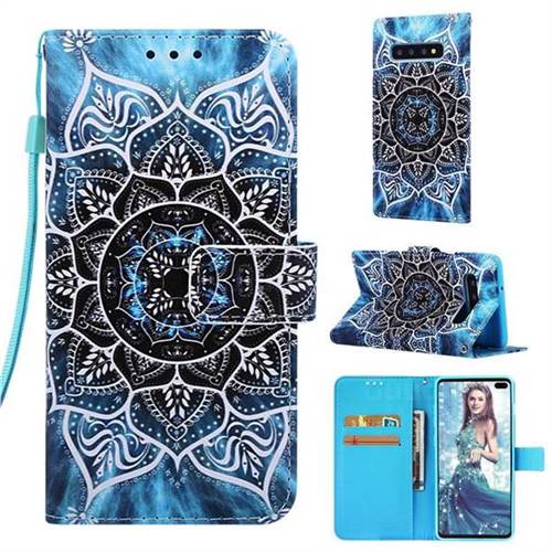 Underwater Mandala Matte Leather Wallet Phone Case for Samsung Galaxy S10 Plus(6.4 inch)