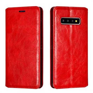 Retro Slim Magnetic Crazy Horse PU Leather Wallet Case for Samsung Galaxy S10 Plus(6.4 inch) - Red