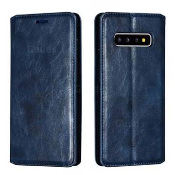 Retro Slim Magnetic Crazy Horse PU Leather Wallet Case for Samsung Galaxy S10 Plus(6.4 inch) - Blue