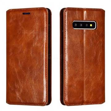 Retro Slim Magnetic Crazy Horse PU Leather Wallet Case for Samsung Galaxy S10 Plus(6.4 inch) - Brown