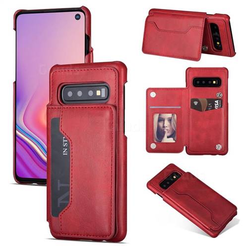 Luxury Magnetic Double Buckle Leather Phone Case for Samsung Galaxy S10 Plus(6.4 inch) - Red