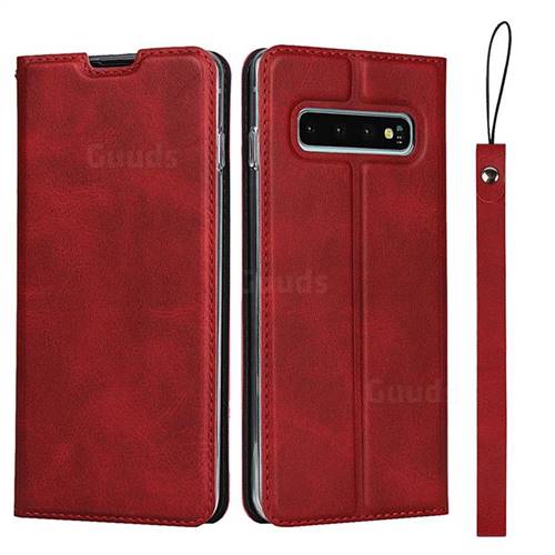 Calf Pattern Magnetic Automatic Suction Leather Wallet Case for Samsung Galaxy S10 Plus(6.4 inch) - Red