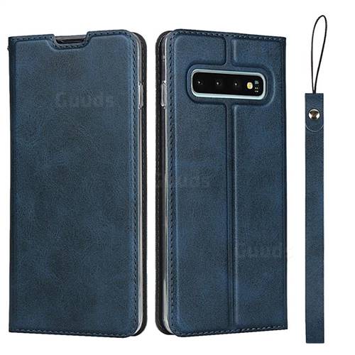 Calf Pattern Magnetic Automatic Suction Leather Wallet Case for Samsung Galaxy S10 Plus(6.4 inch) - Blue