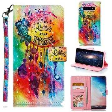 Flower Wind Chimes 3D Painted Leather Phone Wallet Case for Samsung Galaxy S10 Plus(6.4 inch)