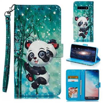 Cute Panda 3D Painted Leather Phone Wallet Case for Samsung Galaxy S10 Plus(6.4 inch)