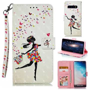 Flower Girl 3D Painted Leather Phone Wallet Case for Samsung Galaxy S10 Plus(6.4 inch)