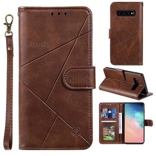 Embossing Geometric Leather Wallet Case for Samsung Galaxy S10 Plus(6.4 inch) - Brown